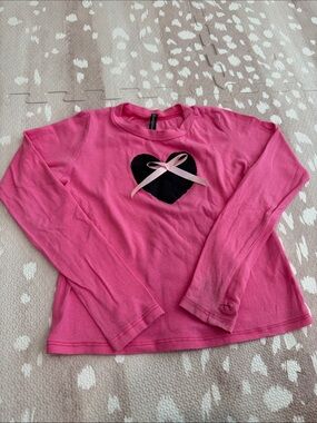 Revelation Pink Heart Bow Long Sleeve Tee Girls Size 5 5T